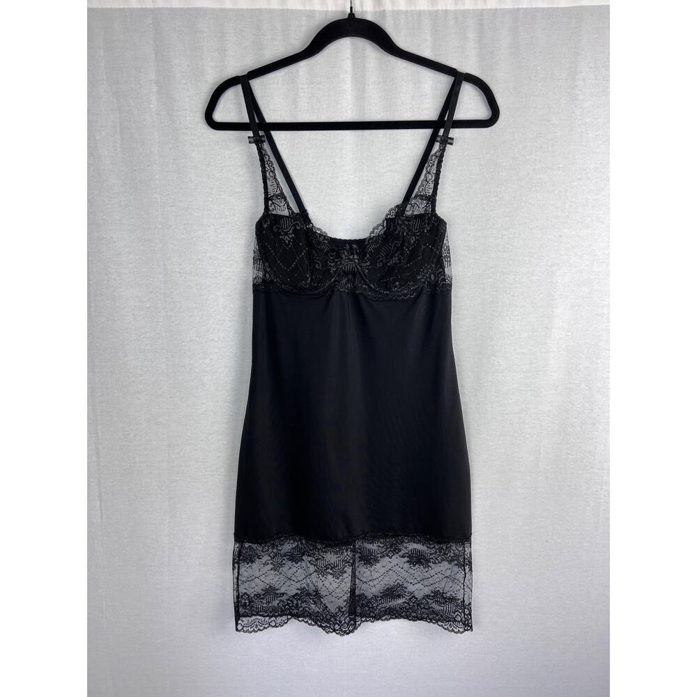 Whimsigoth Slip Dress Black Lace Bustier Chemise Lingerie Sexy Gothic Coquette